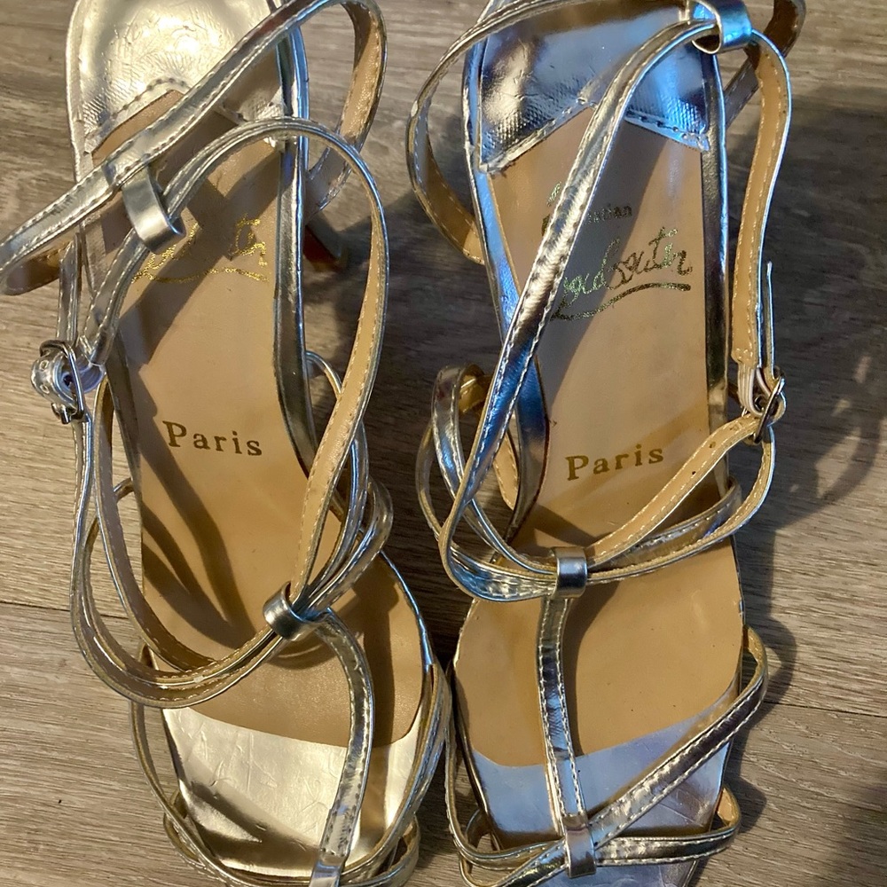 Christian Louboutin Metallic Silver Sandal Heels